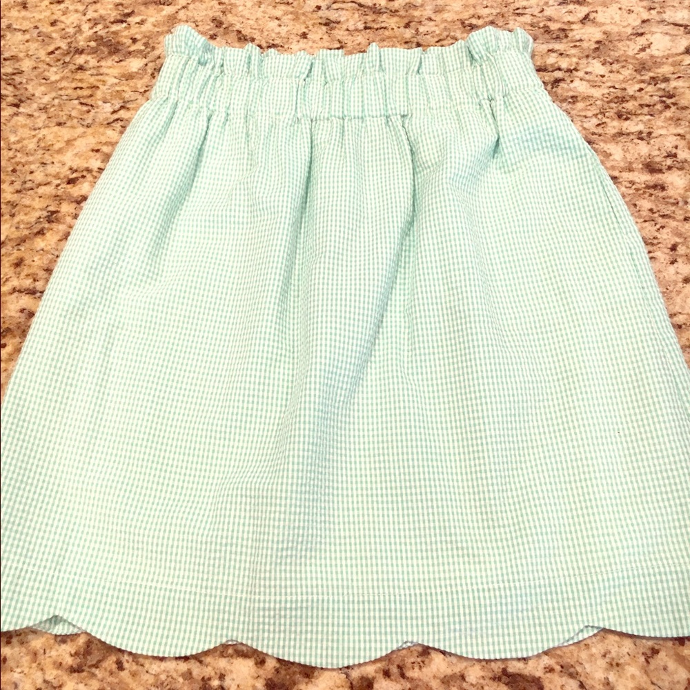 Seersucker gingham scallop skirt