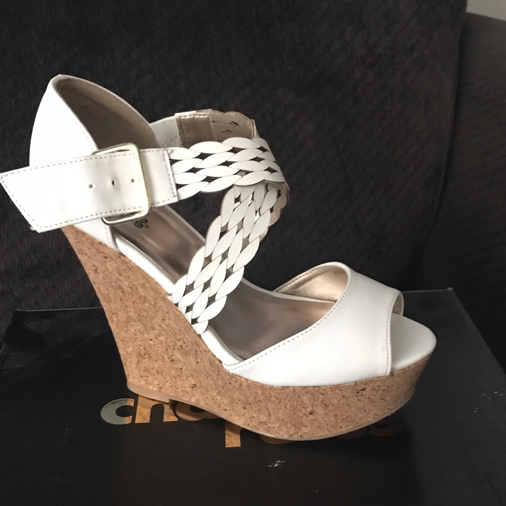 Charlotte Russe white wedge sandals