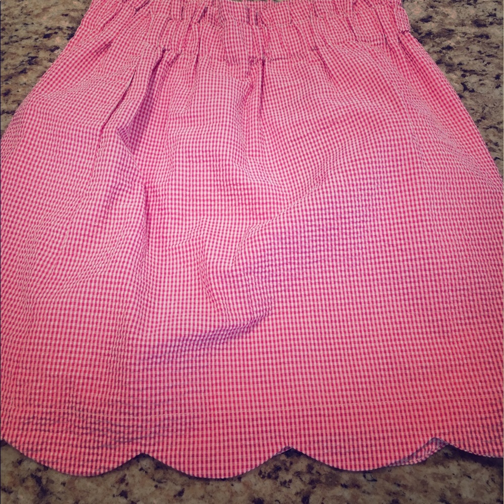 Seersucker gingham scallop skirt