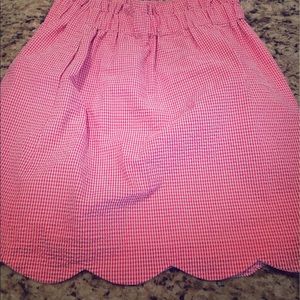 Seersucker gingham scallop skirt