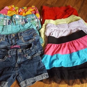 10 pieces girls 4-5T shorts and skirts .