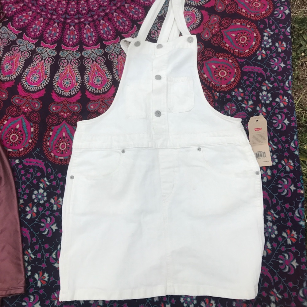 White Levi's Pinafore Overalls
