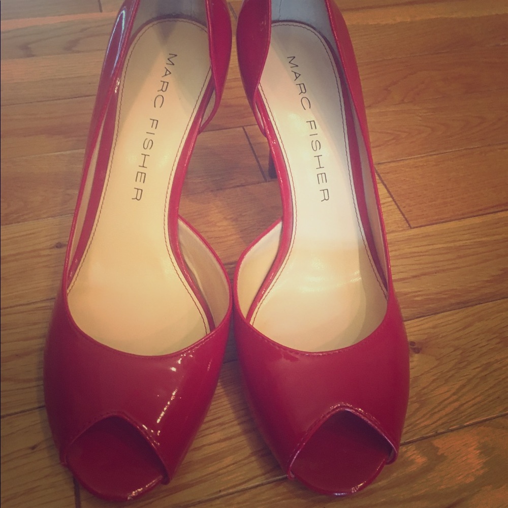Peep toe red heels