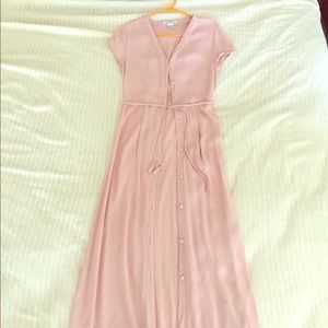 Lulu's Glamorous Button Down Tie Waist Maxi Sz S