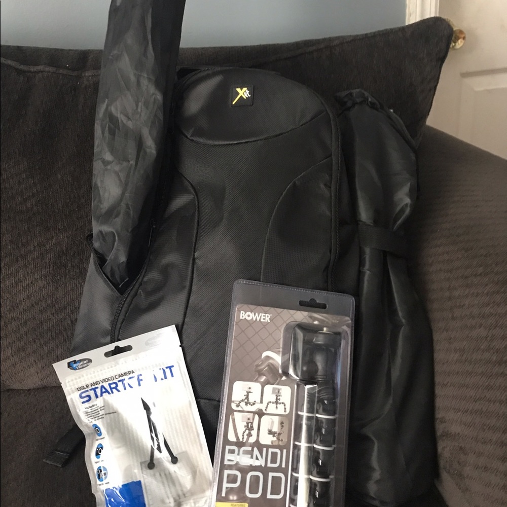 Camera backpack and tripod set, brand new