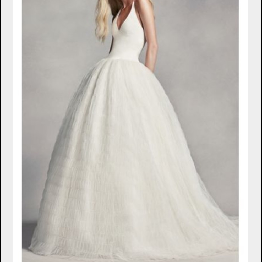 White by Vera Wang Halter Tulle Wedding Dress