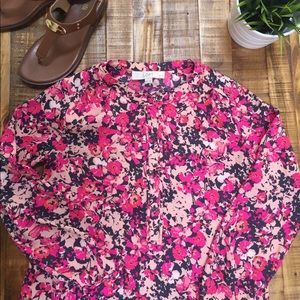 Beautiful Floral Loft button up blouse XXSP