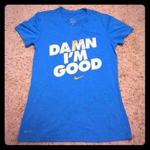 Nike Dri Fit Workout Shirt Sz Sm "Damn I'm Good"