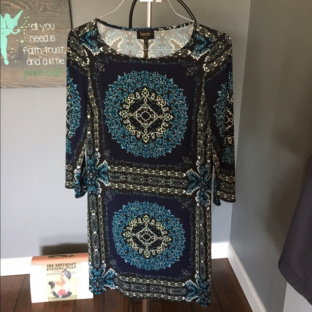 Women's Blue Scarf Print dress