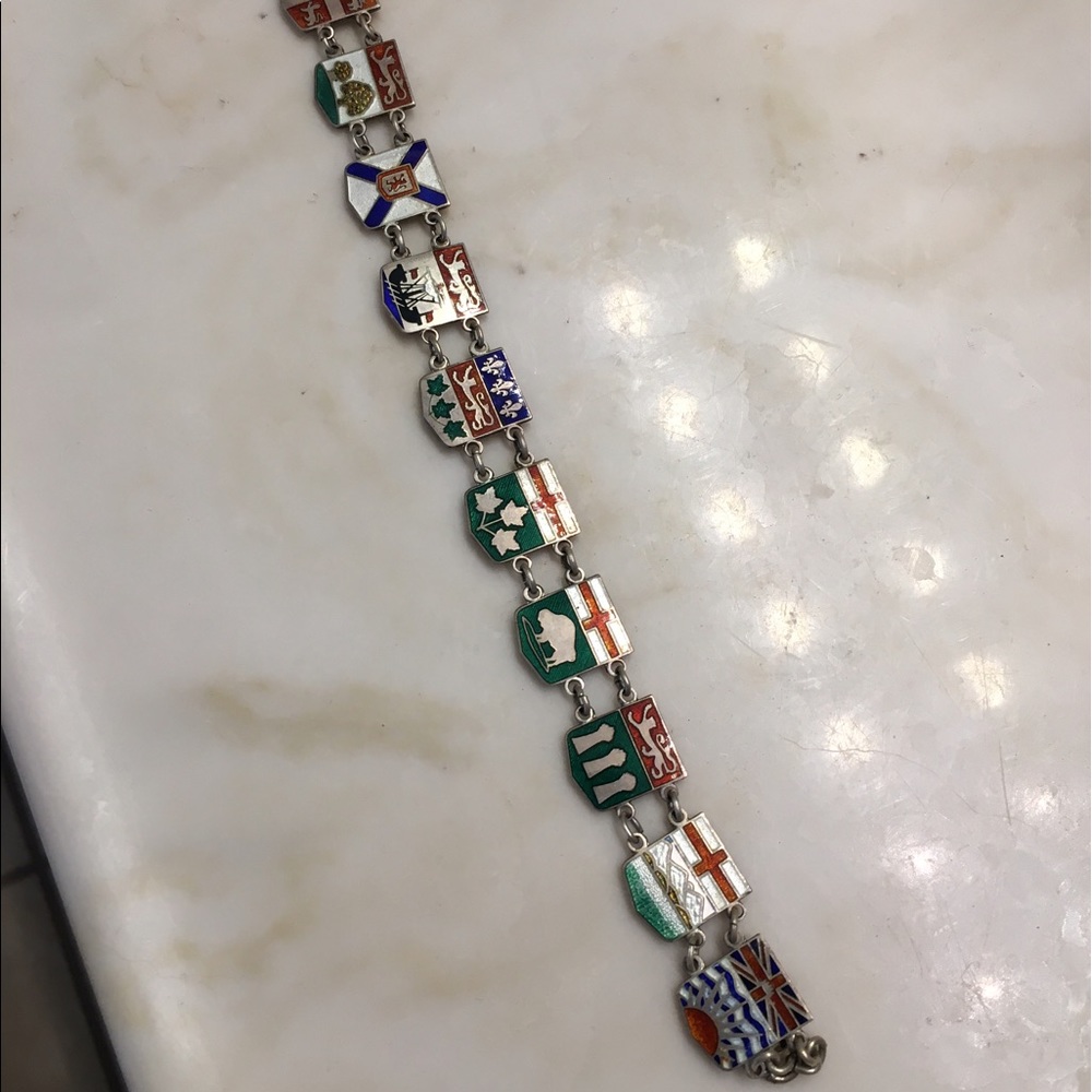 Sterling enamel shield bracelet. Vintage!