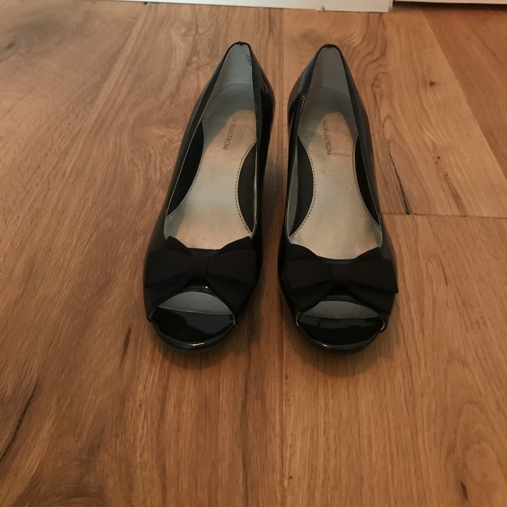 Black kids wedges from Nordstrom