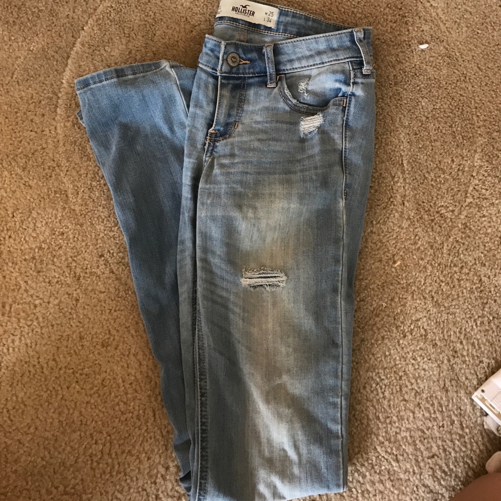 Hollister light colored ripped jeans