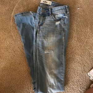 Hollister light colored ripped jeans