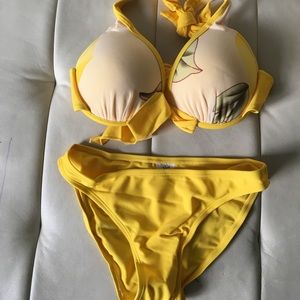 Lemony yellow 4 pieces cover up swimsuit