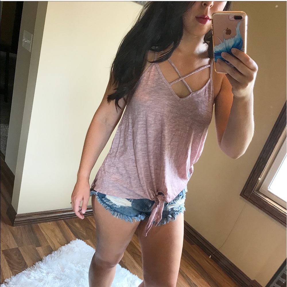 ⚫️LAST 2 || ANGIE Mauve Tied Tank - Picture 3 of 5