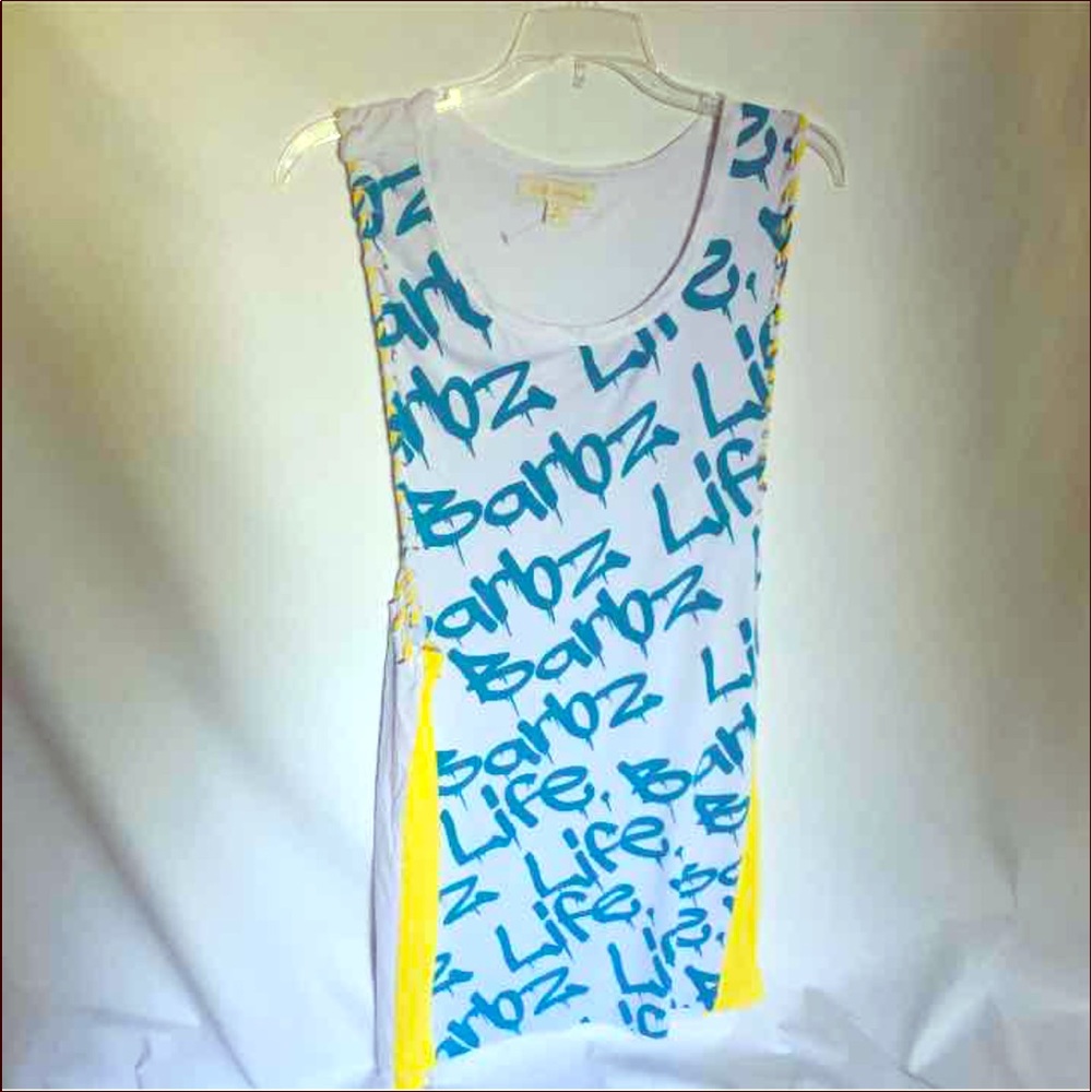 Blue, yellow & white Nicki Minaj sleeveless dress