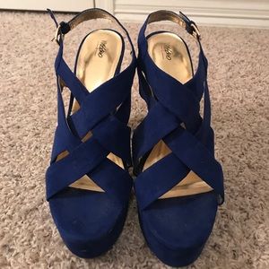 Blue Strappy Platform Heels