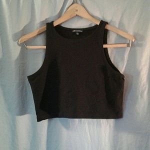 Fitted black crop top - size large
