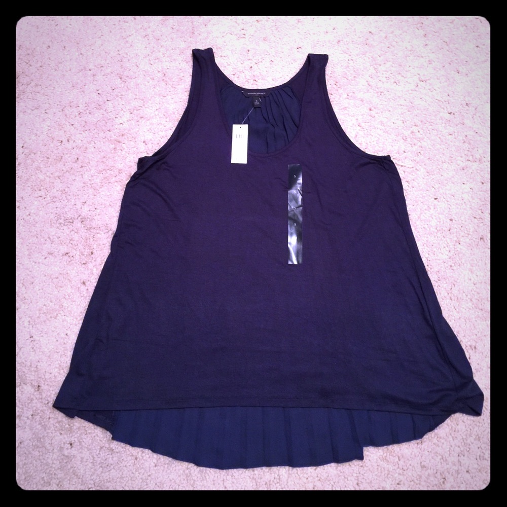 NWT Banana Republic Tank Top Navy High Low Sz Sm