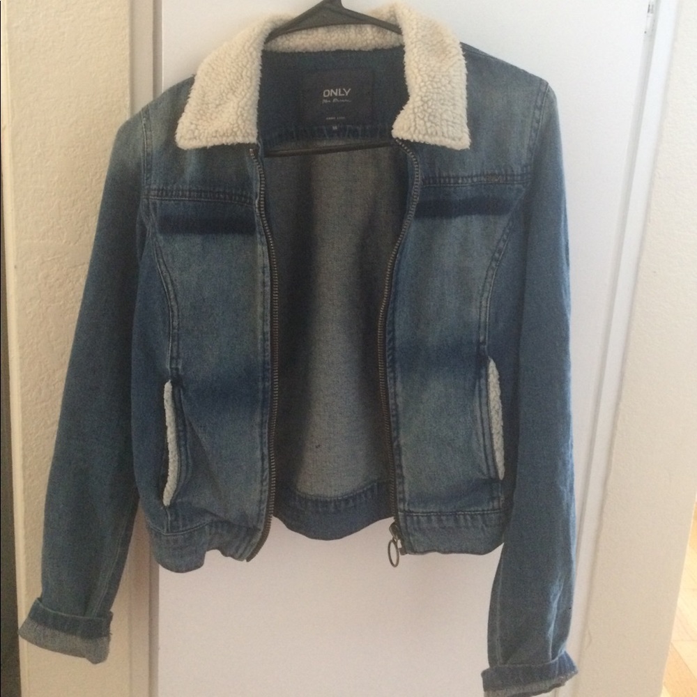 Asos Denim Jacket with Faux Sherpa Lapel