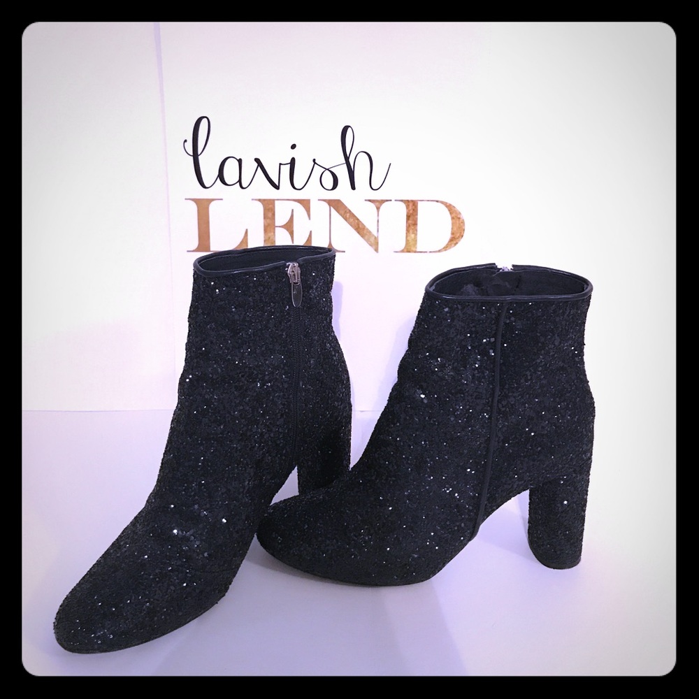 Nasty Gal Crosswalk Stardust Glitter Booties Sz 9