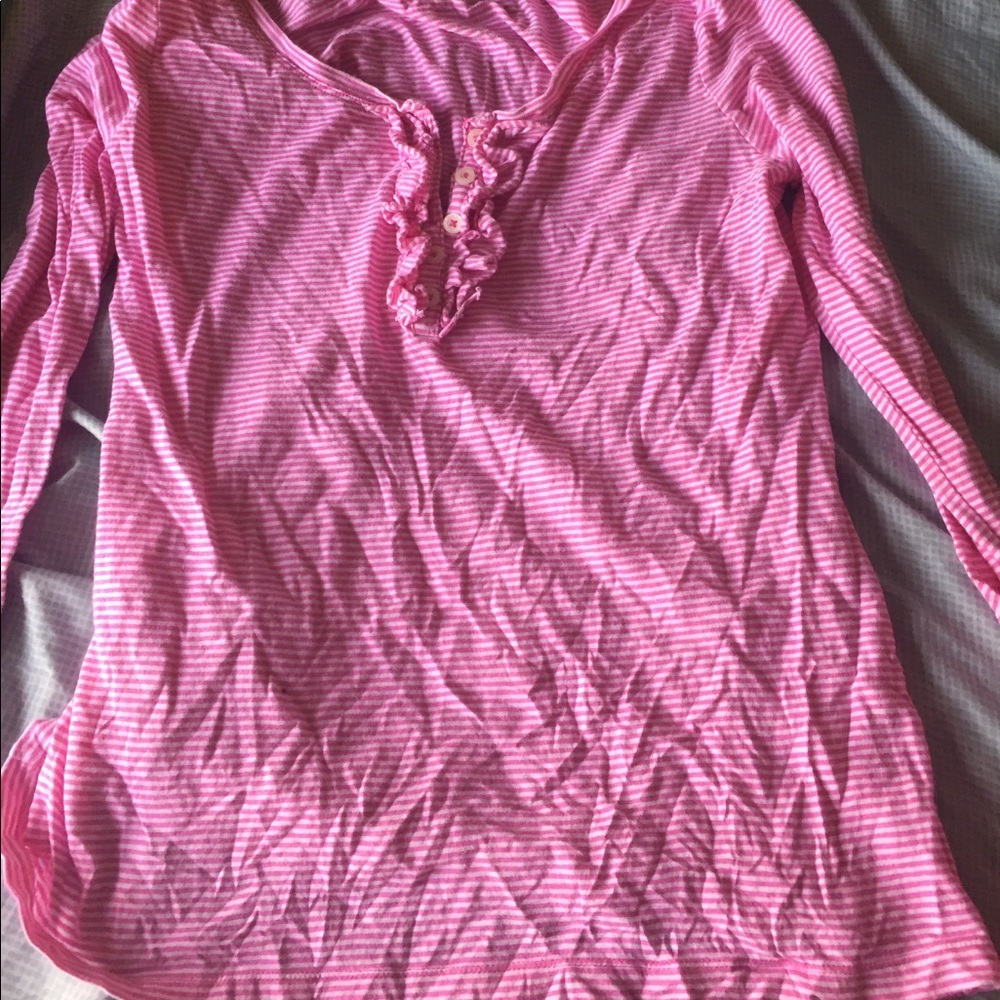 Pink stripped long sleeve with ruffle