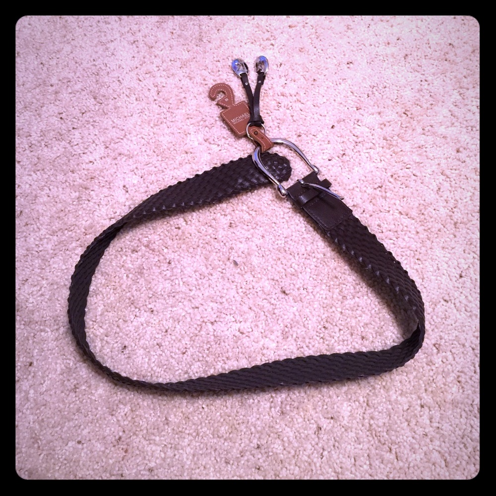 NWT Michael Kors Brown Braided Belt Sz M