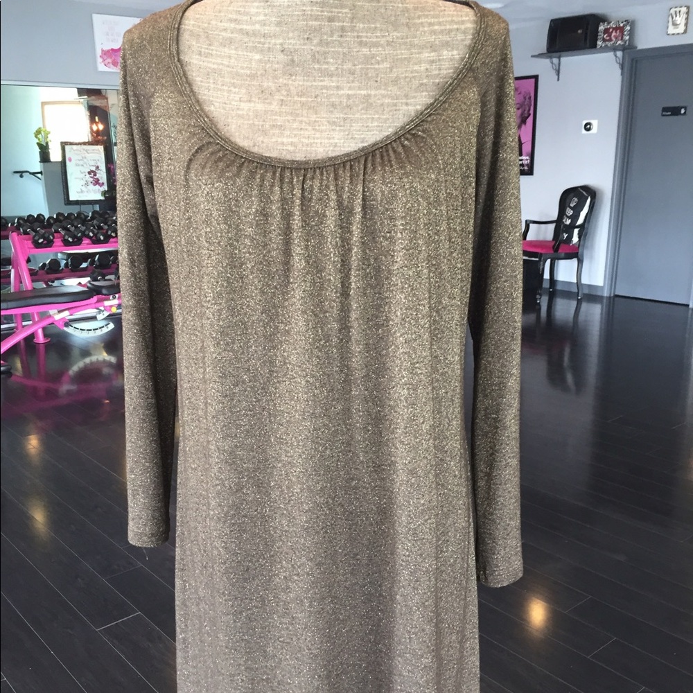 Bronze long sleeve t shirt dress.