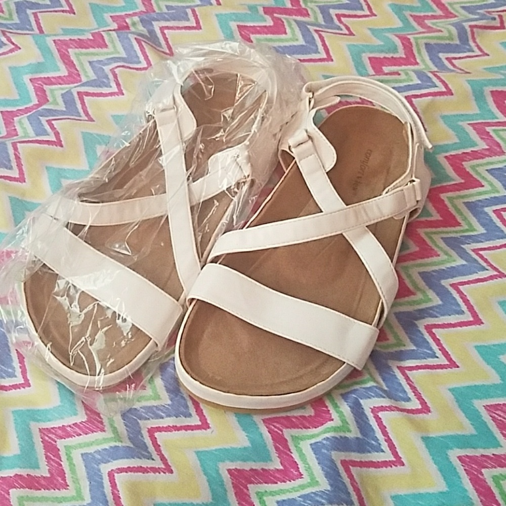 white strappy sandals