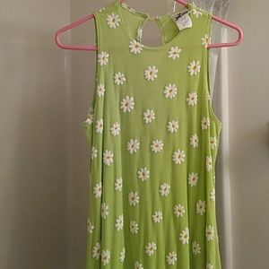 Sleeveless, Knee length, spring green with flowers
