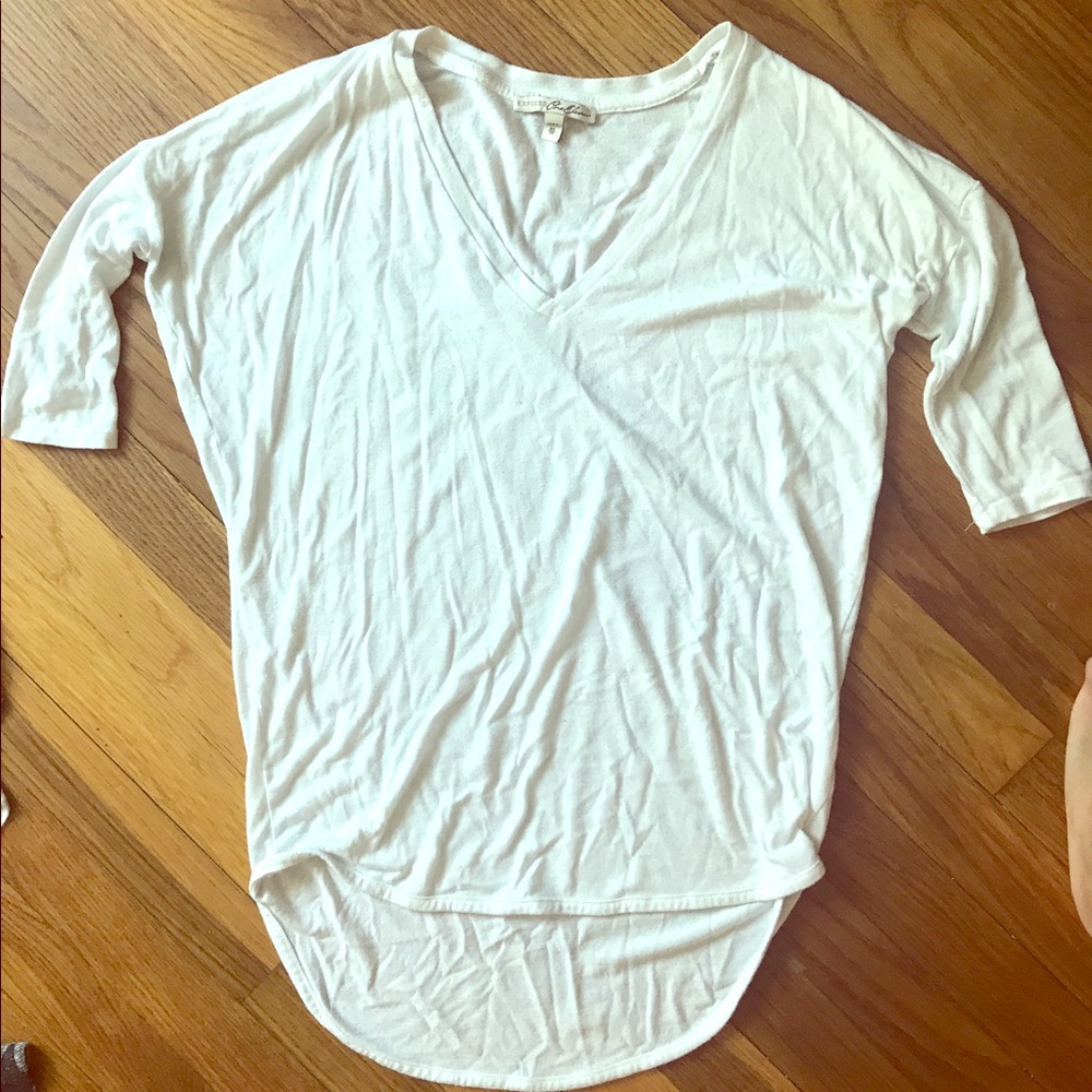 White quarter length t shirt