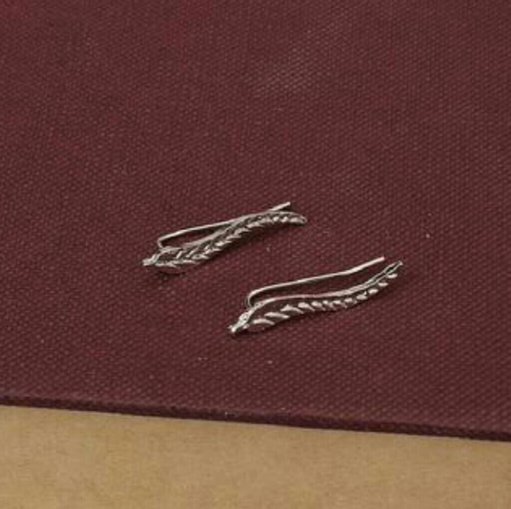 Silver or Gold Leaf Ear Curtain Earrings - Picture 4 of 4