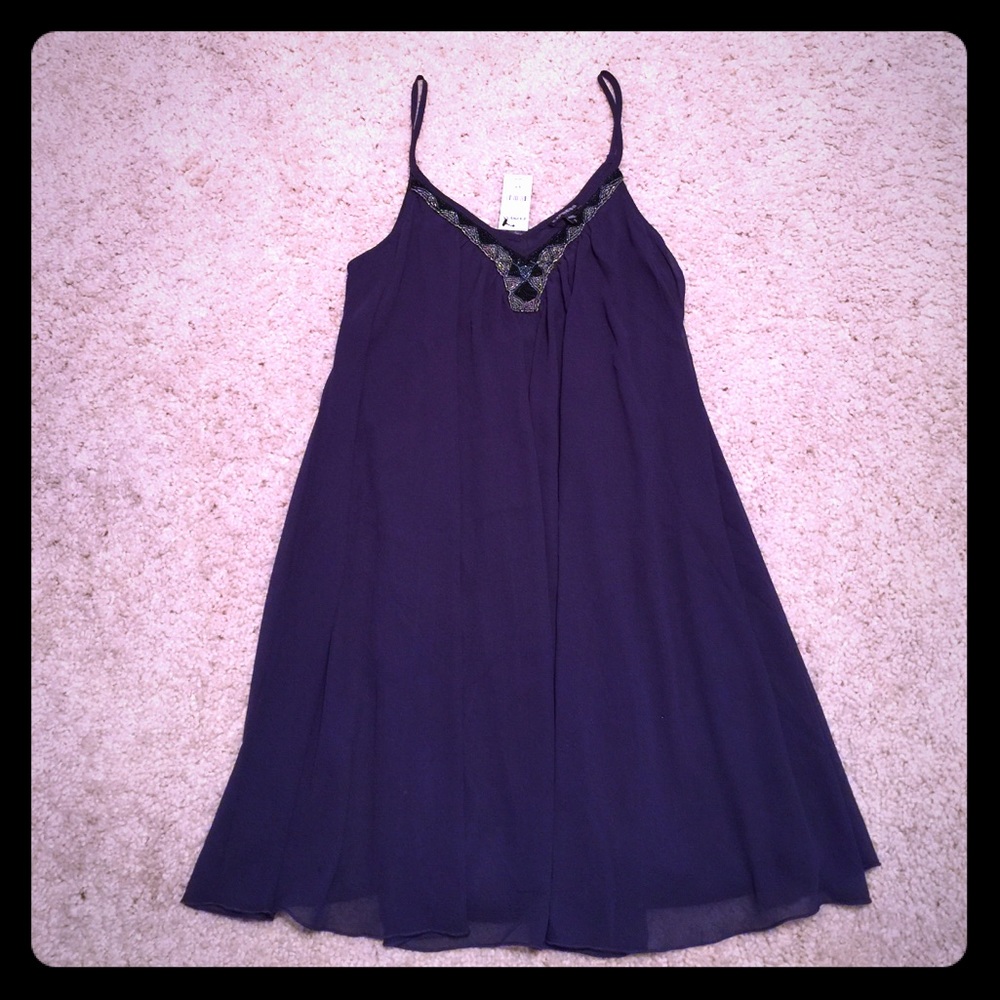 NWT Navy Express Beaded Detail Dress Sz S