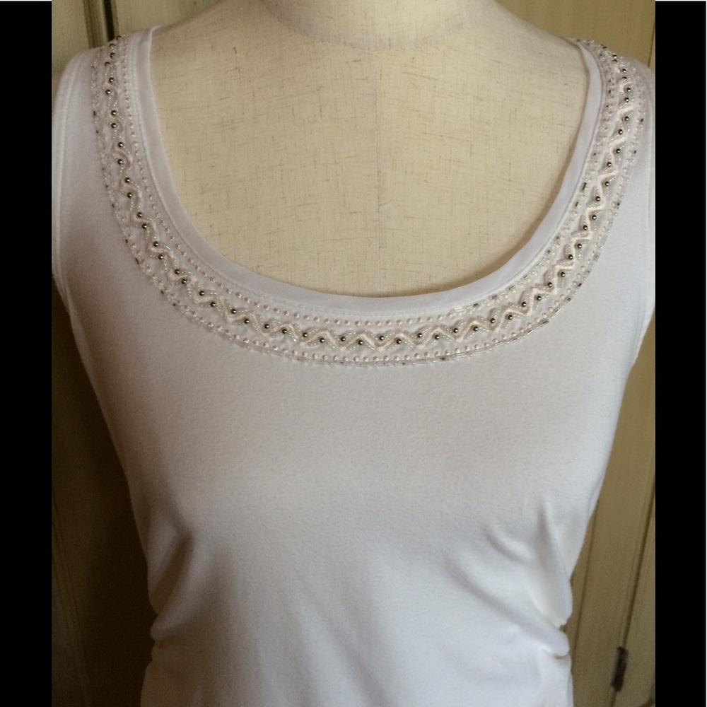 WHBM Beaded Ruched Tank