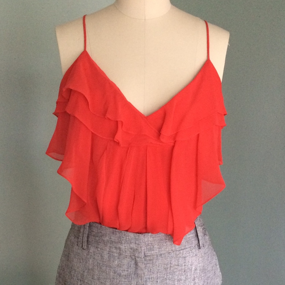 Coral BCBG silk top! ❤️