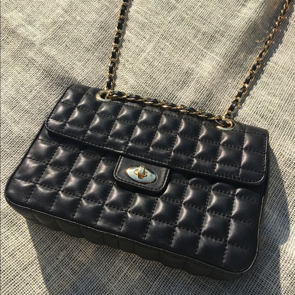 Kate Landry Black quilted Shoulder bag gold chain - Picture 2 of 7