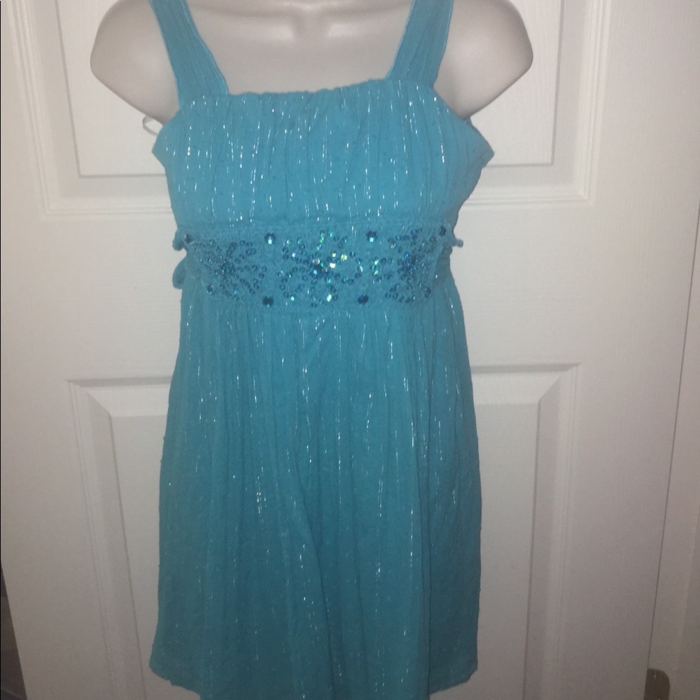 blue dress with sequins