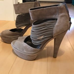 Beige suede heels