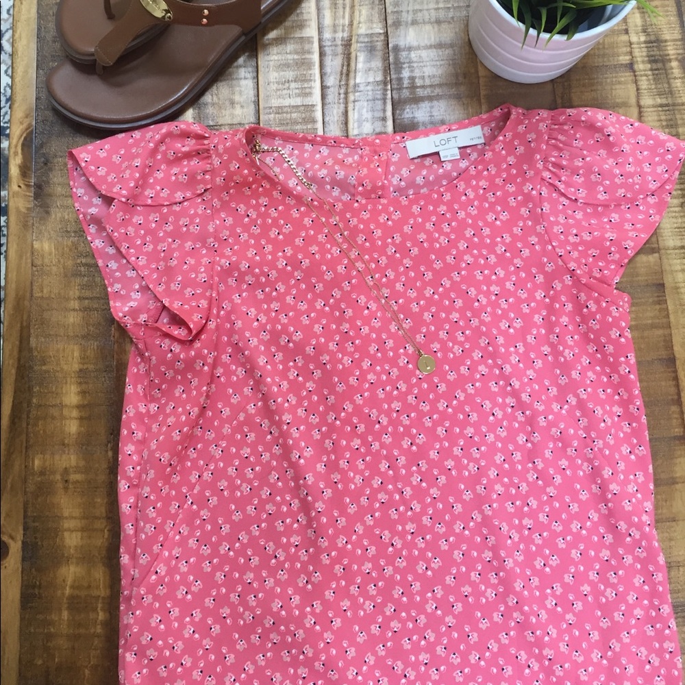 Loft floral print back button up blouse XXSP