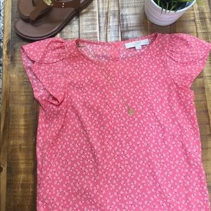 Loft floral print back button up blouse XXSP