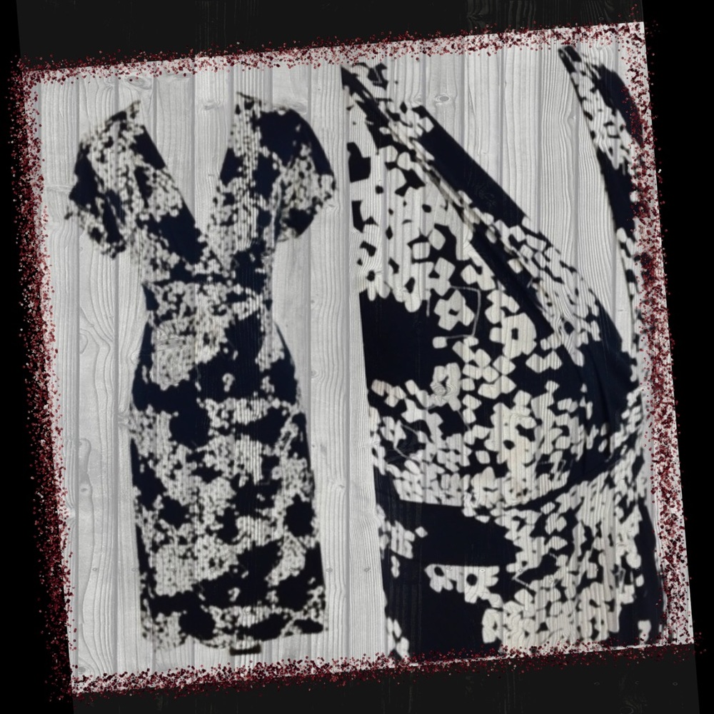 Merona Navy and White Stretch Jersey Midi Dress