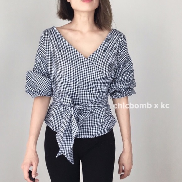Date night gingham wrap shirt - Picture 2 of 4
