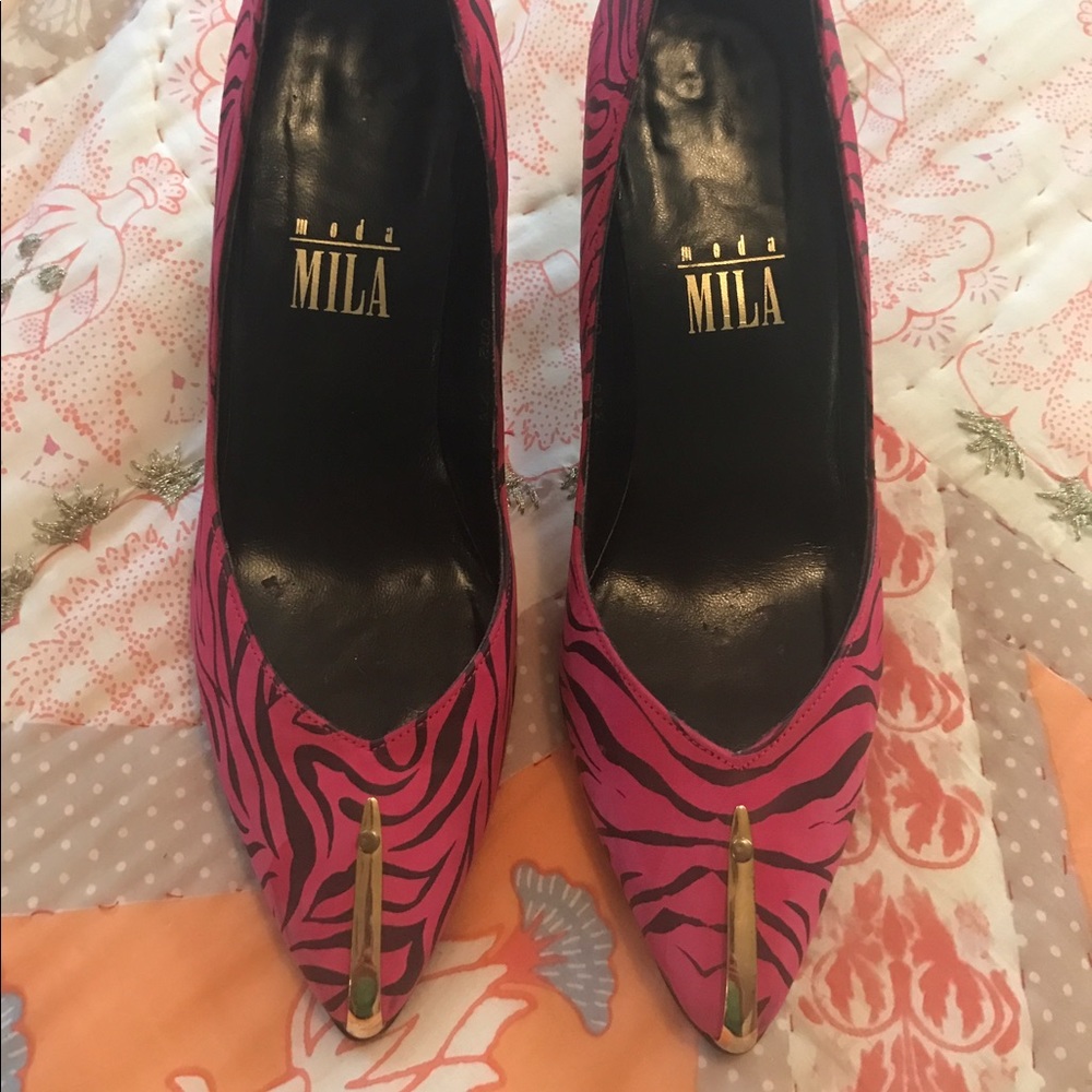 Sexy vintage Moda Mila shoes pink & animal print