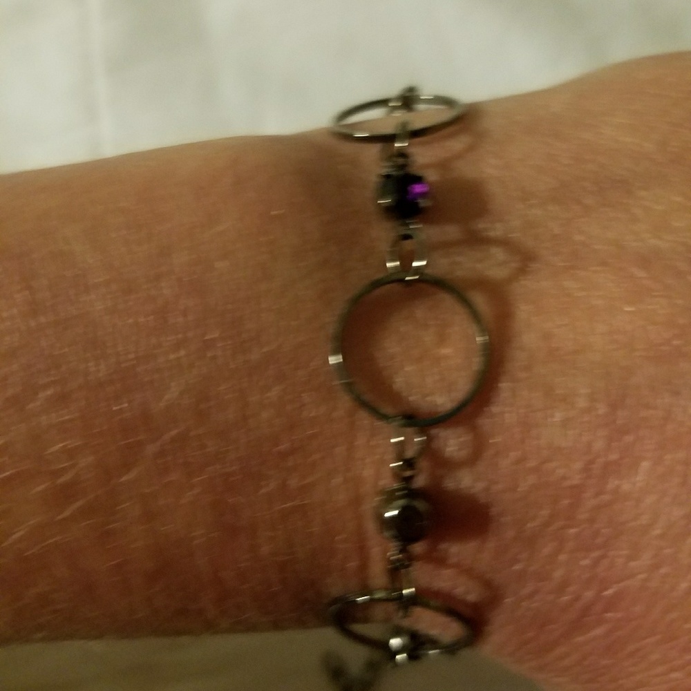 Gunmetal (black) purple rhinestones bracelet