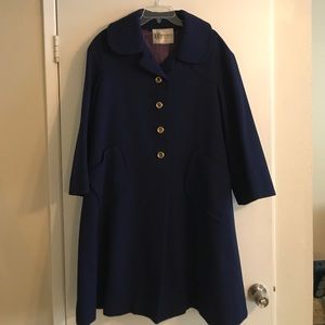 Vintage Navy Blue Swing Coat with Bell Sleeves
