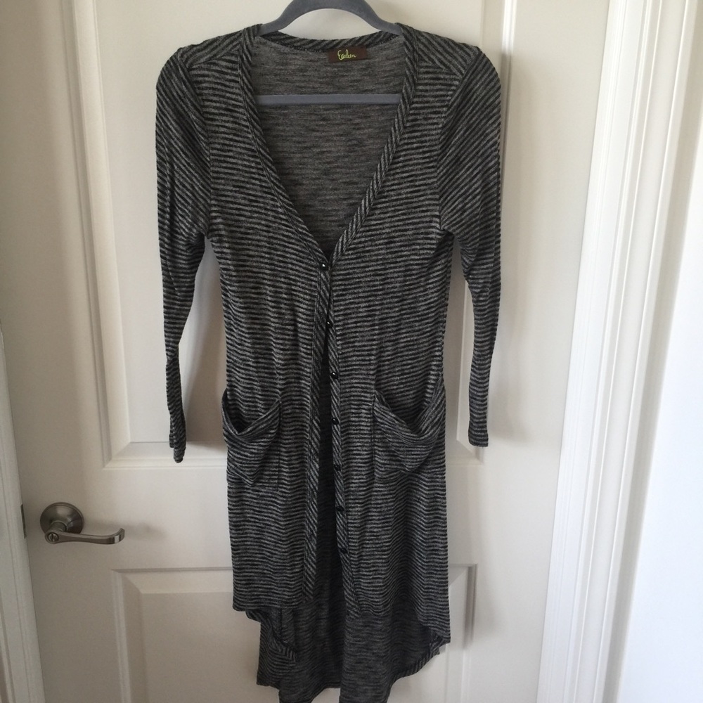 Heather grey striped cardigan