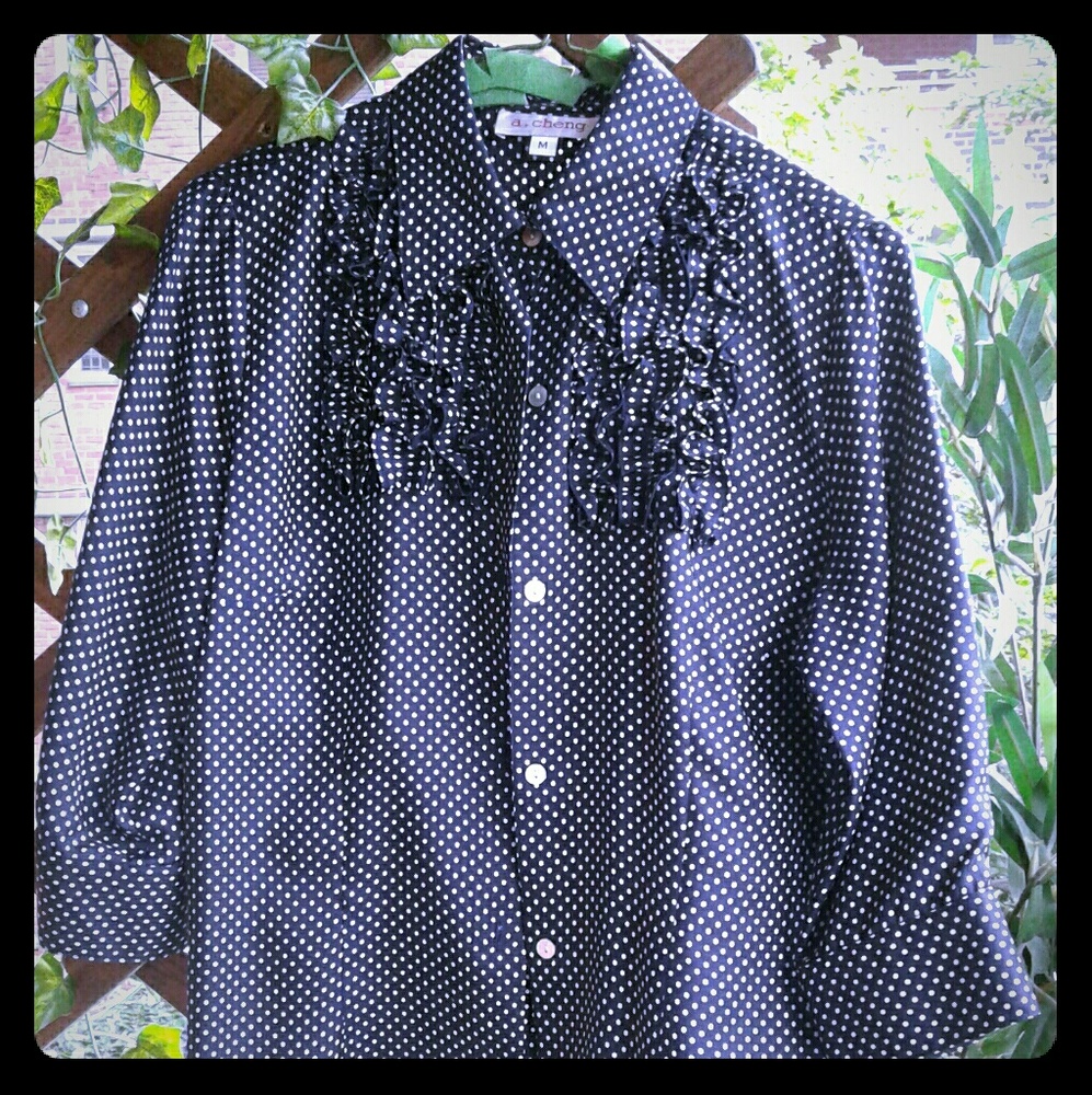 Silk polka dot button down
