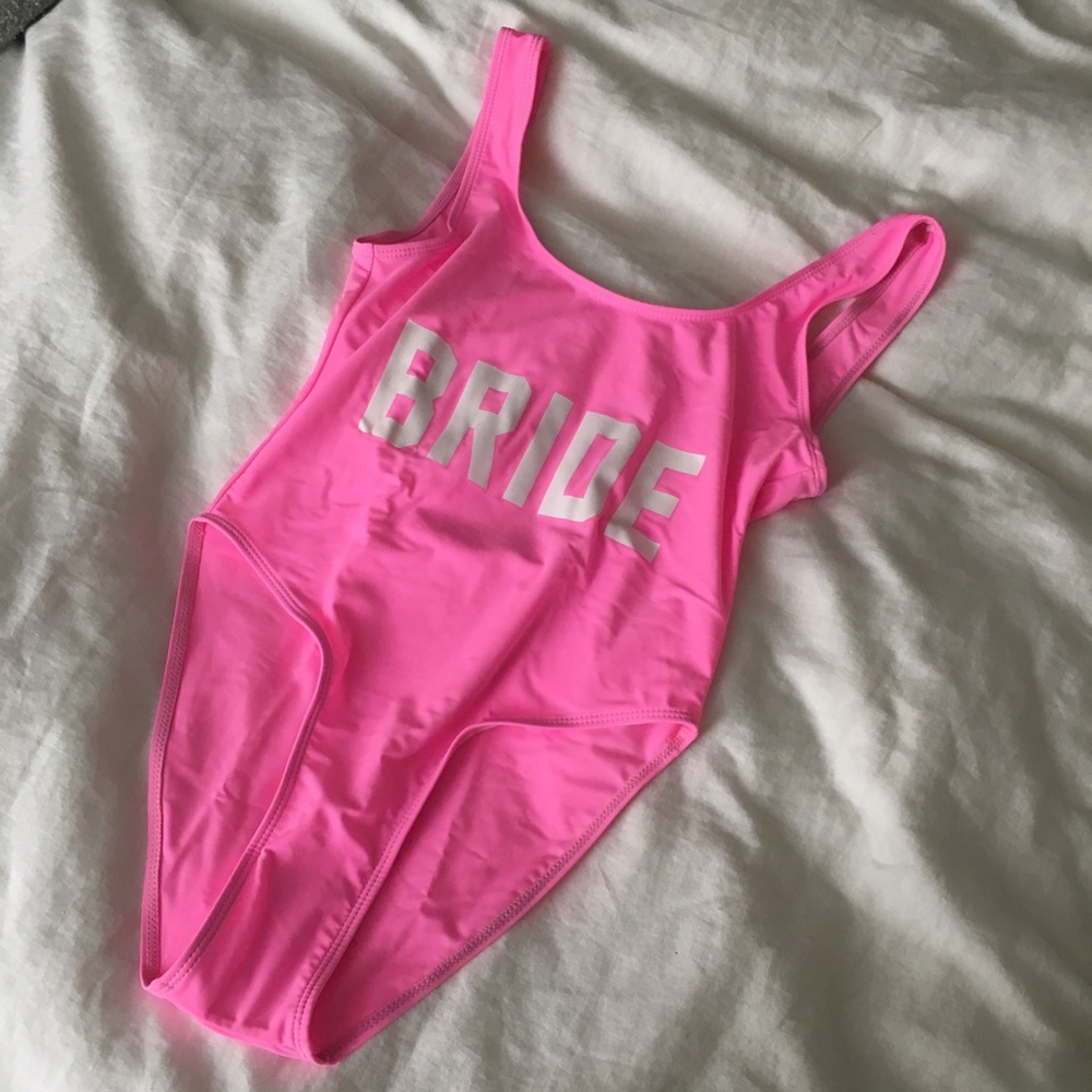 Bright Pink Bride one piece swimsuit size small