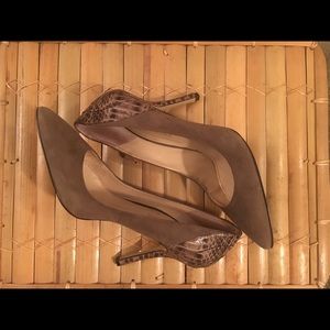 SUMMER SALE! Grey/green suede & leather heels