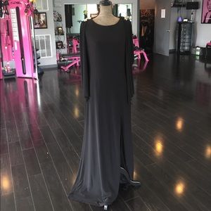 Tony Bowls black sided slit gown